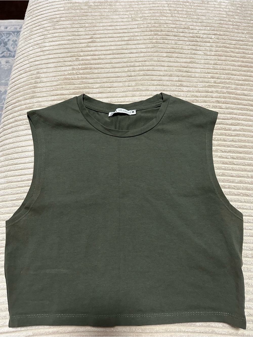 Zara Olive Green Sleeveless Cropped Tank Top